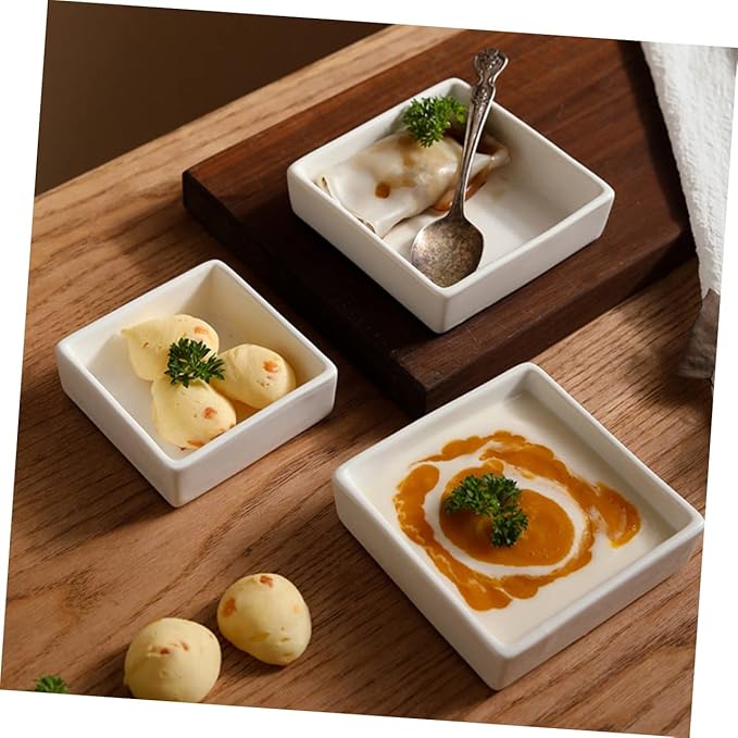 LIFKOME 2pcs Sauce Dishes Square Serving Plates for Snacks Dipping Sauces Stylish Kitchen Gadgets Craftsmanship