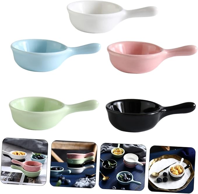 5pcs Ceramic Sauce Dishes 40ml Seasoning Serving Trays for Dipping Appetizer Plates
