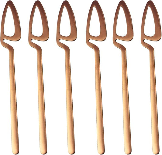 Rose Gold 6pcs Dinner Knives,6-Piece Knife Set, Stainless Steel Dinner Knives Set Matte Copper Flatware Set