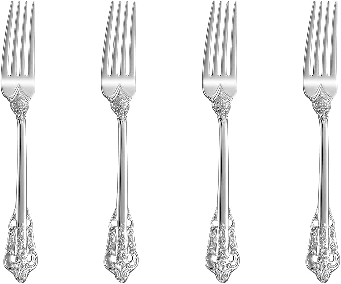 KEAWELL Luxury 5.9" Appetizer Forks, 18/10 Stainless Steel, Set of 4, Gorgeous Cocktail Forks/Dessert Forks (Silver)