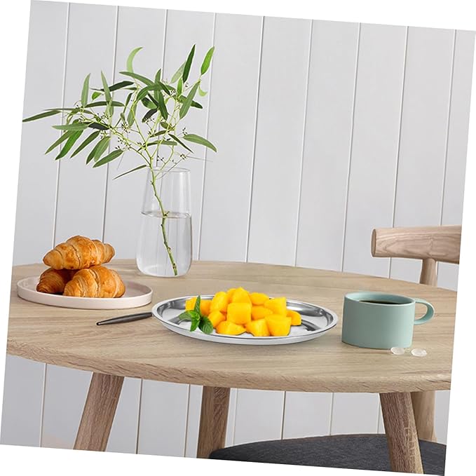 PRETYZOOM 2pcs Oval Pastry Plate Stainless Steel Serving Trays for Food Fruit and Breakfast Dishwasher Safe