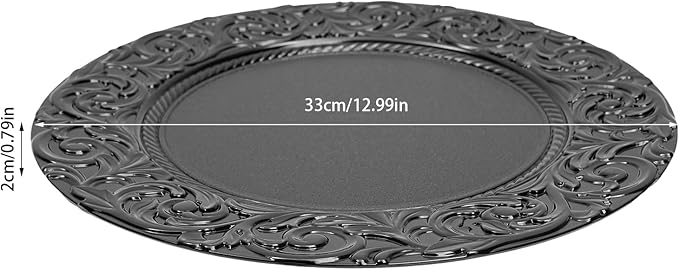 Black Plastic Charger Plates Set of 100, 13” Reusable Party Chargers for Dinner Plates, Elegant Round Service Plate Chargers Bulk Decorative for Wedding, Catering Table Decor