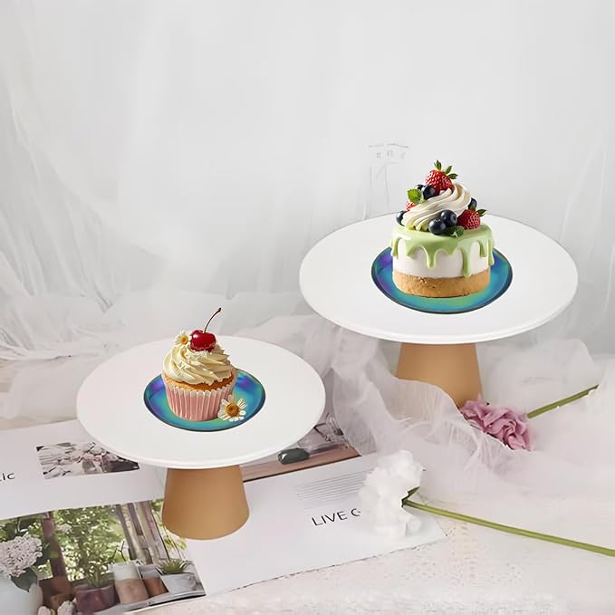 PINE & LINEN 2pcs Colorful Jewelry Dish,4inch Stainless Steel Trinket Tray Decorative Plate,Small Serving Tray for Home Decor/Decor Enthusiasts