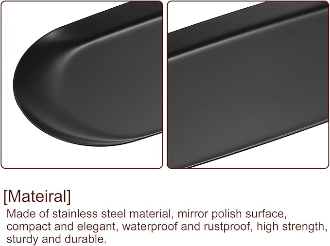 uxcell 2pcs Stainless Steel Decorative Tray, 9 Inch Oval Jewelry Tray, Small Serving Tray for Bathroom Countertops, Closets, Dressers, Black