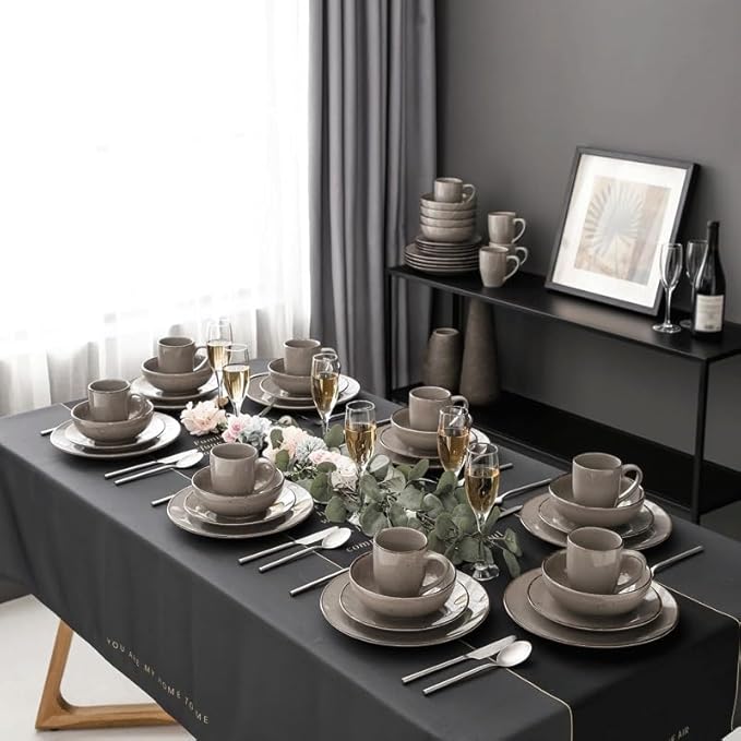 16-Piece Ceramic Stoneware Dinnerware Set with Dinner Plate Dessert Plate 800ml Bowl Mug Tableware Set
