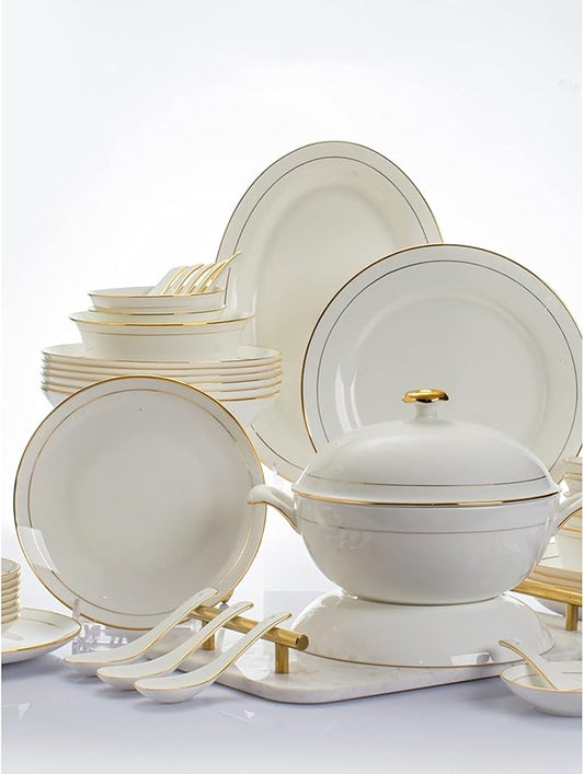 Dinnerware Sets Dish Set,58-Piece Ceramic Tableware Set,Dish Set,Domestic Phnom Penh European Style Tableware,Plate and Bowl Set