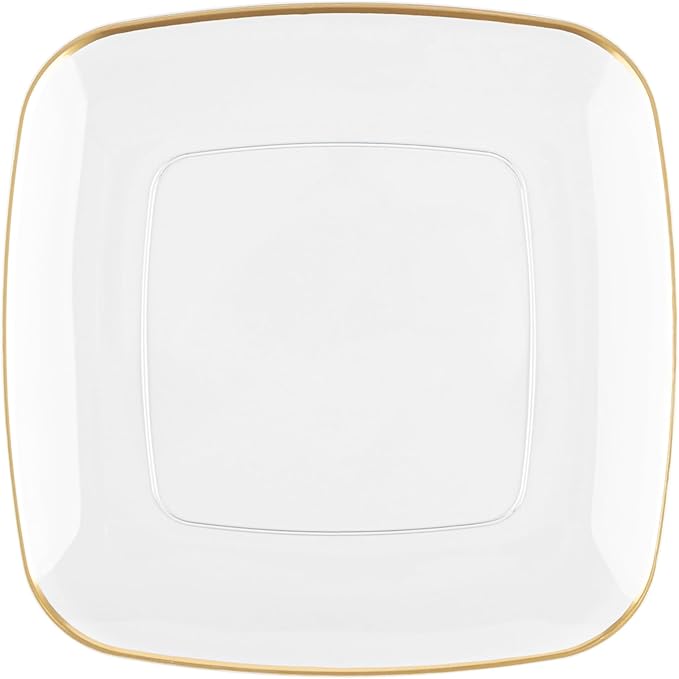 PLASTICPRO Square Clear Plastic Organic Design Party Plates includes 64 7.25'' & 64 10'' Premium heavyweight Elegant Disposable Tableware Dishes