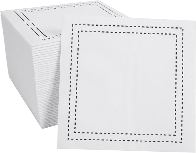 100 Pack White Cocktail Napkins Disposable - Linen Feel 5x5 Inch Premium Dessert Napkins for Weddings, Parties, Birthdays, Anniversary, Suitable for Restaurants, Bars, Reception, Home Events