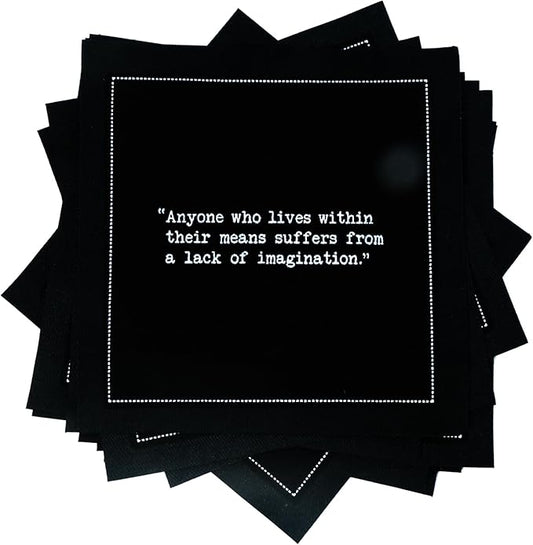 Five Star Funny Oscar Wilde Quotes | Black Cotton Cocktail Napkins | 50 Luxury Disposable Beverage Napkins with Witty Bar Quotes | Drink Napkins for Parties, Bars, Weddings & Game Nights