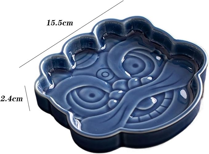 Sauce Dish Vintage Chinese Dim Sum Plate Ceramic Personalized Embossed Zen Dessert Bowl Dipping Dish Snack Plate Snack Plate(1)