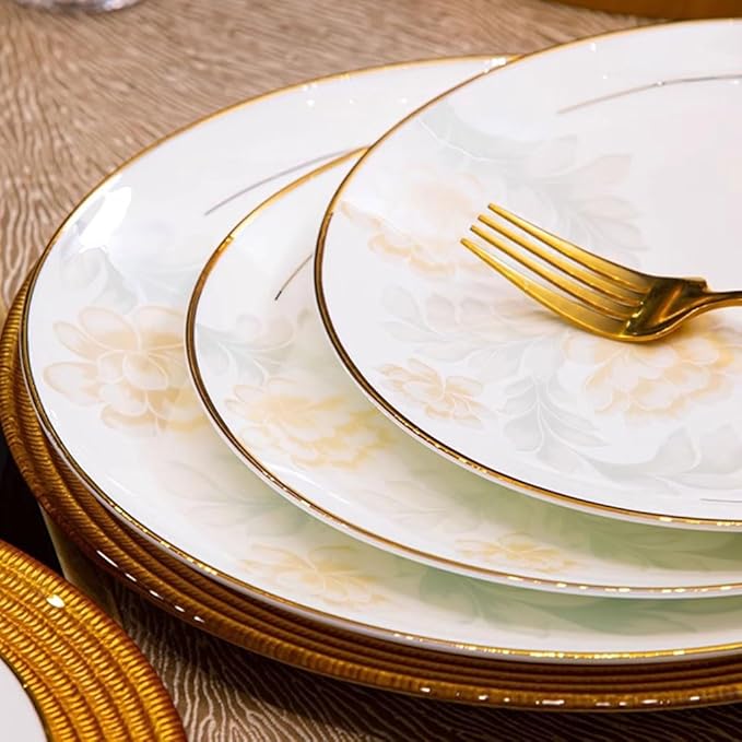Dessert Plates Simple and Elegant Floral Ceramic Dinner Plate for Home High-end and Tableware Dinner Tableware