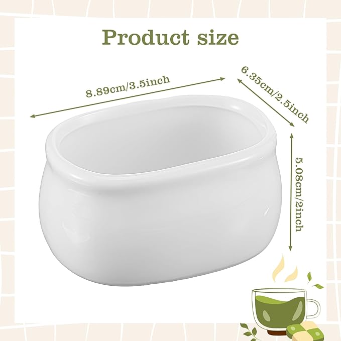 Set of 6 Sugar Packet Holder, Ceramic Sugar Caddy for Sweetener, Classic Restaurant White Tea Bag Organizer Bowl Storage Dish for Coffee Bar, Home