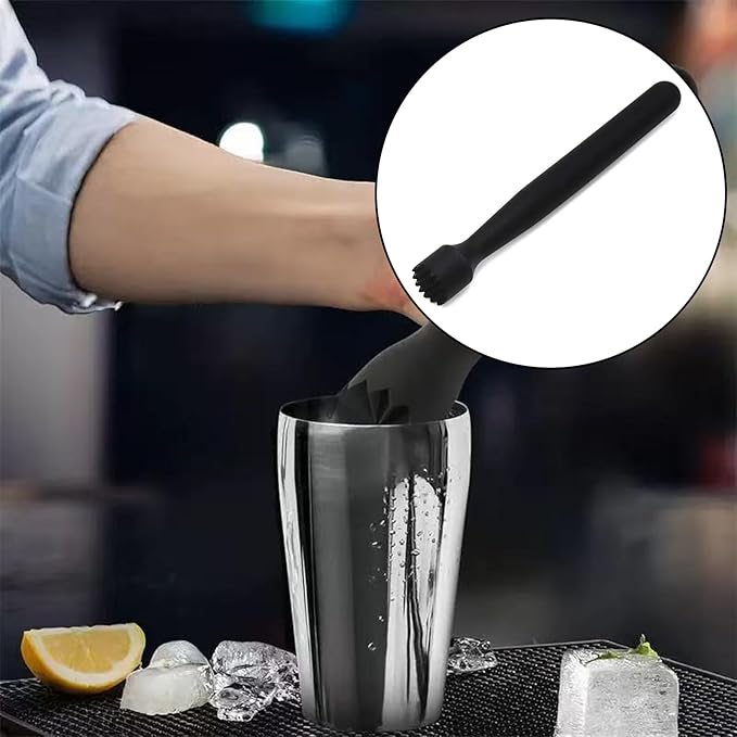 8 Pcs Muddler for Cocktails – 8 Inch Bar Muddler Set for Mojitos Fruit Drinks Ice Crushing – Perfect for Home Bar & Bartender Accessories (Black)