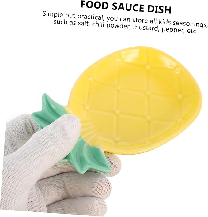 STOBAZA 2pcs Ceramic Pineapple Shape Dipping Dishes for Seasoning Stylish Appetizer Plates Home Kitchen Decor for Sauces and Condiments and Healthy Ceramic Material