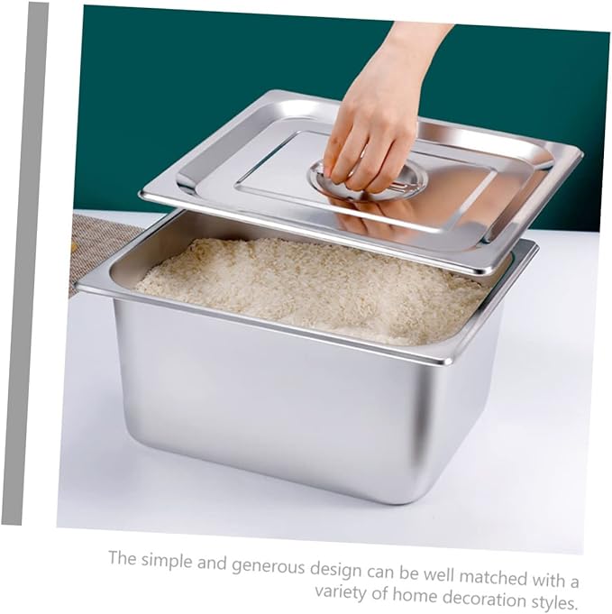 STOBAZA Stainless Steel Buffet Serving Tray with Lid Rectangular Food Pan for Catering Sturdy Kitchen Food Holder for Parties and Restaurants