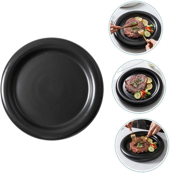 Ciieeo Ceramic Thick-edged Matte Pasta Plate European-style Food Serving Dish for Steak Salad and Dessert Reusable Ceramic Plate Easy to Clean and Multi-functional