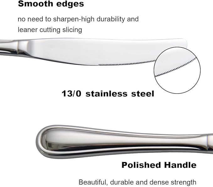 faderic Silverware set, Stainless Steel Flatware Cutlery Set 24 Pieces Set for 4, Knives，Fork And Spoons Set，Silver