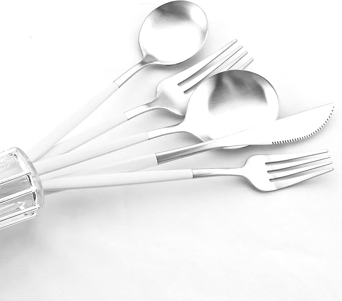 Gugrida 20-Piece Silverware Set 18/10,Flatware Set, Silver White, Stainless Steel Tableware Cutlery Set for 4,Dishwasher-Safe