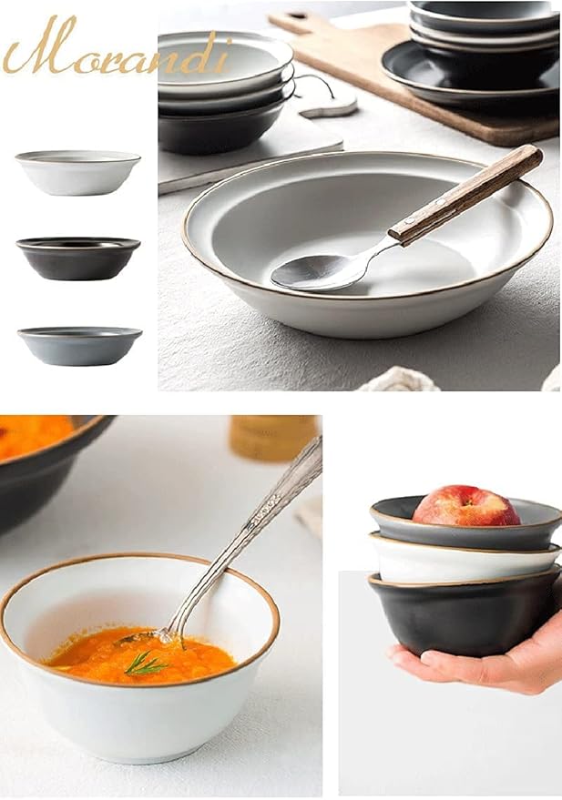 Chinese Bone China Tableware Set, 46 Pieces for 10 People, Ceramic Plates and Dishes, Microwave Oven-Compatible Tableware, Hand-Painted Matte Glazed Bone China