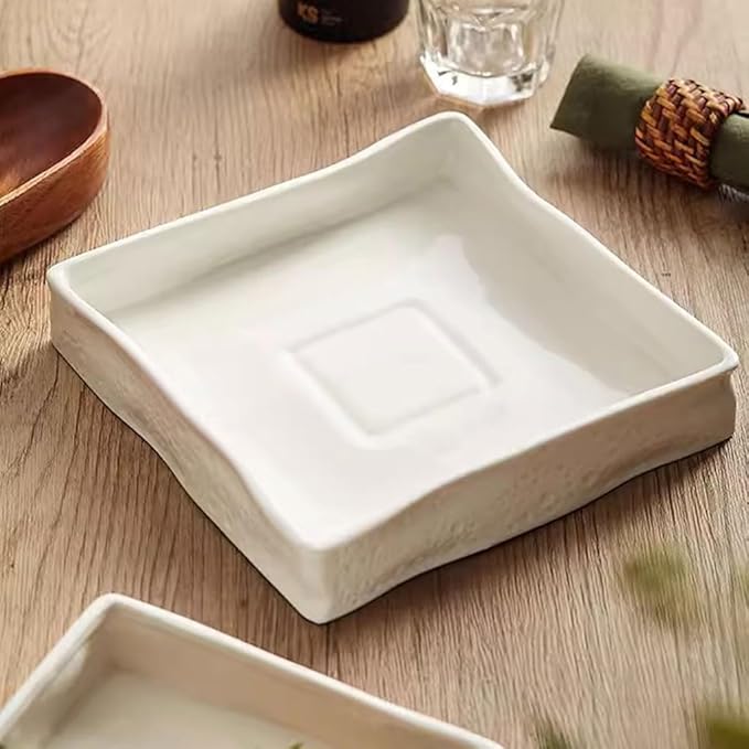 SONGCHAO Party Supplies Creative Square Dinner Plate Ceramic Cold Dish Plate Restaurant Appetizer Plate Commercial Snack Plate Dessert Plate Party Plates (Color : 6.5in)