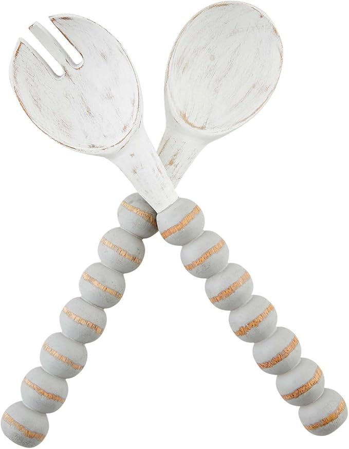 Mud Pie Wood Serving Set, 10 1/2", Gray