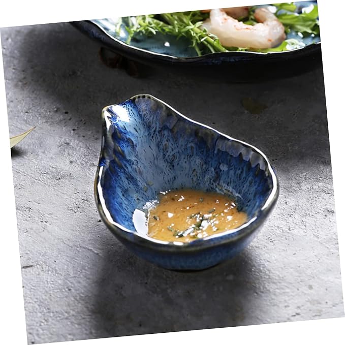 Happyyami Nordic Blue-eating Owl Ceramic Sauce Bowl Multi-function Dipping Plate for Household Kitchen