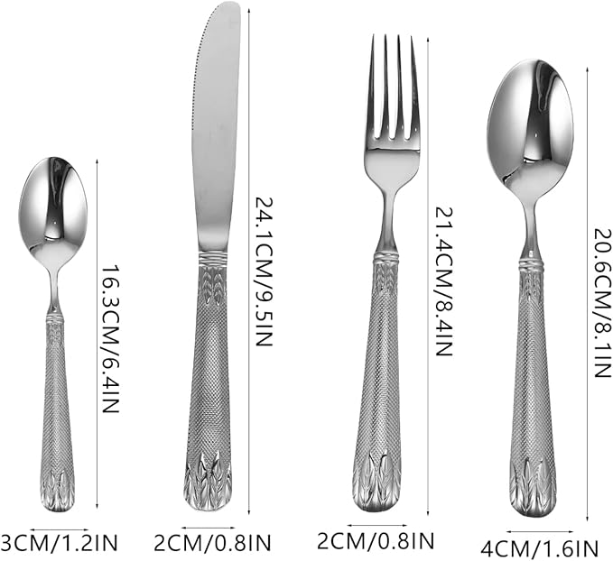 Household Utensil Set Cutlery Set Serving Flatware Set with Pattern Stainless Steel Dinner Set Including Spoons Fork Knife