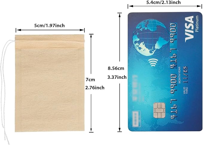 Eketirry 400pcs Disposable Tea Bags for Loose Tea, Small Empty Tea Bag with Wood Pulp Material, Unbleached Tea Filter Bag with Drawstring (Initial,1.97 x2.76 inch)