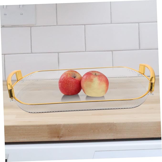 Beaupretty Reusable Rectangle Serving Tray with Handles Multi-Purpose Food Plate for Snacks Fruit Desserts and Makeup Organization Elegant Design Compact for Home Events