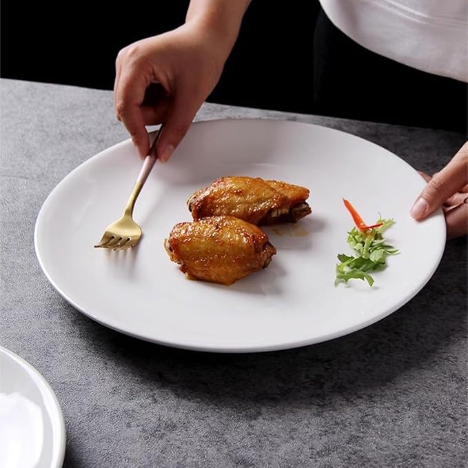 SONGCHAO Party Supplies 2pcs Steak Dinner Plate, Round Plate, Ceramic Dish Plate, Pure White Plate, Flat Plate, Home Western Tableware Party Plates