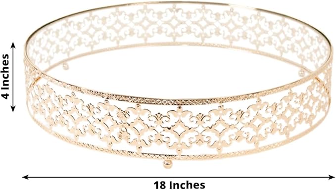 Efavormart Cake Stand in Gold Baroque Ornate with Glass Top, Round Dessert Display Tray - 18"