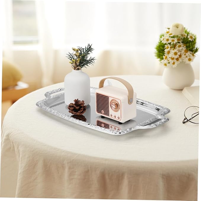 Alipis Retro European Style Bread Tray Multi-Purpose Metal Kitchen Serving Tray for Dining Room and Kitchen Handles for Appetizers and Desserts