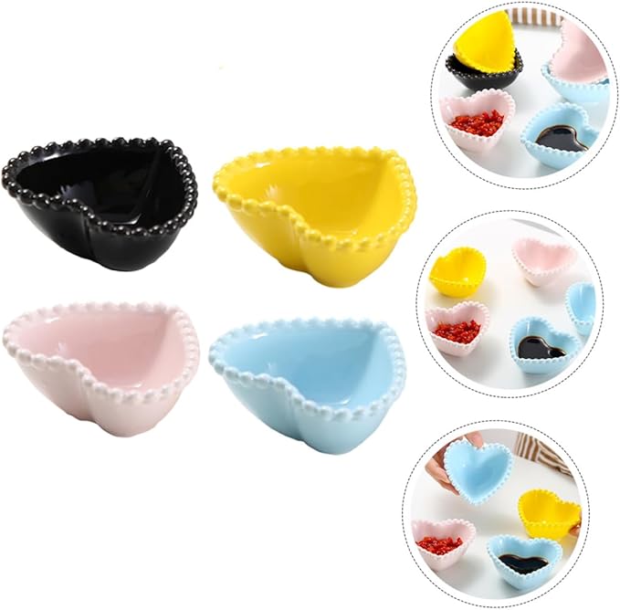 4pcs Candy Dish for Desk Creative Sauce Plate Small Simple Styled Dish Dishwasher Safe Ceramic Plates Random Color