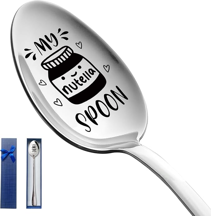 Funny My Nutella Spoon Engraved Stainless Steel Spoon, Coffee Ice Cream Birthday Christmas Valentine's Day Thanksgiving Mother's Day Gifts for Women Men Dad Mom Nutella Lovers