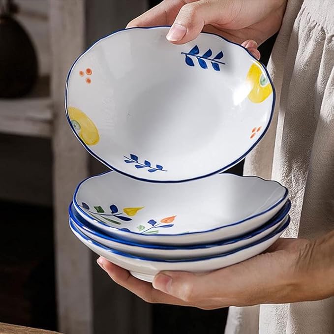 HEXEH Salad Plate 6 inch Ceramic Dessert Dishes Soy Sauce Dipping Plates Snack Fruit Appetizer Side Dishes Serving Dish Japanese Style Dinnerware Set (2pack) Plastic Plate (Color : A)