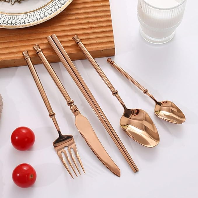 Exquisite Stainless Steel Cutlery Set Knife Fork Spoon Silverware Set Mirror Polished Flatware Set Kitchen Utensils Dessert Spoon Practical