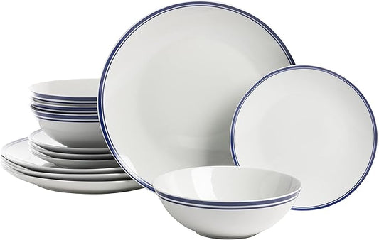 Café Stripe 12 Pc Dinnerware Set, Blue