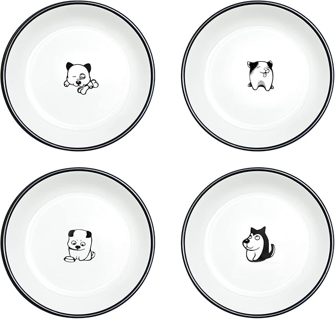 SOCOSY Cute Cartoon Dog Ceramic Seasoning Dishes Sauce Dish Sushi Dipping Bowl Appetizer Plates Tea Bag Holder Serving Dish for Kitchen 5'' (Dog)