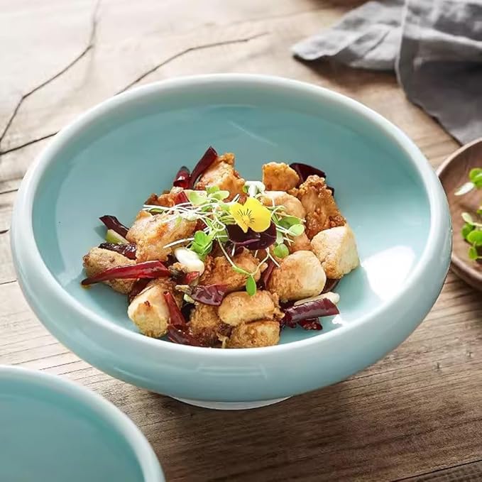 Kitchen Plates Ceramic High-foot Dinner Plate Home Salad Plate Fruit Plate High-foot Dessert Plate Restaurant Appetizer Plate Restaurant Plates(8.11inch)