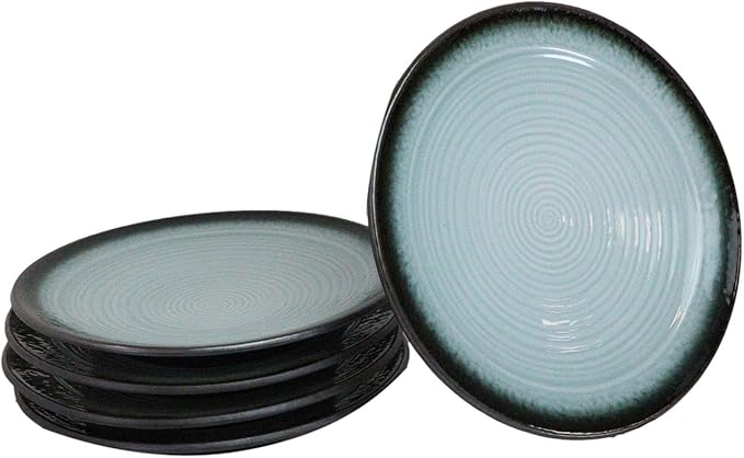 Ebros Gift Blue Sky Stars Artistic Seikai Porcelain Collection Dinnerware Serveware Kitchenware Set Asian Japanese Dining Restaurant Supply (Pack Of 5 Large Round Dinner Plates 10"D)