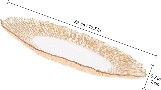 Luxshiny Creative Tree Grain Glass Fruit Tray, Gold Electroplated Snack Serving Tray, Wedding Dessert Plate for Party and Holiday Table Display