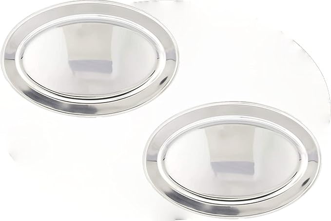 Set of 2 Stainless Steel 22” Oval Platter- Serving Platters for Appetizer Snack Fruit Cup Cake Server Tray Display Serving Dishes for Entertaining