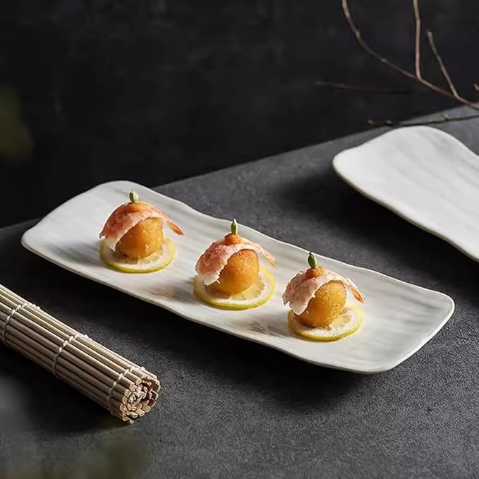 SONGCHAO Party Supplies Home Ceramic Dinner Plate Dessert Plate Sushi Plate Restaurant Creative Rectangular Western Plate Appetizer Plate Party Plates (Color : 31cm)