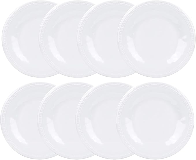 KX-WARE Melamine Plates set of 8, 11-inches Dinner Plates Set for Indoor and Outdoor Use, White