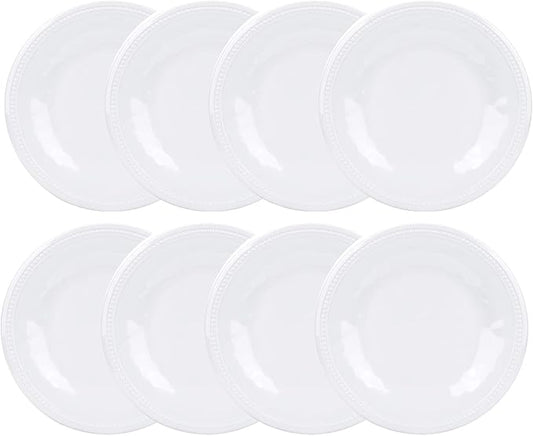 KX-WARE Melamine Plates set of 8, 11-inches Dinner Plates Set for Indoor and Outdoor Use, White