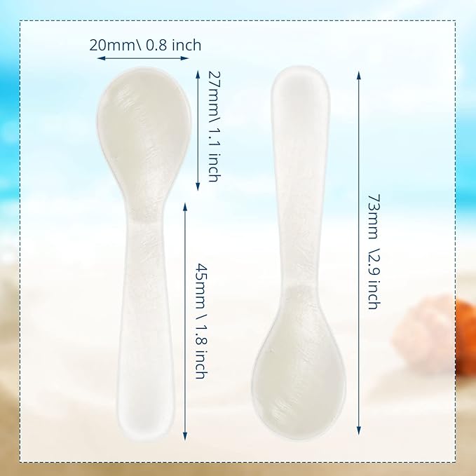 Patelai 20 Pieces Set of Caviar Spoons Mother of Pearl Spoons with Handcraft Round Handle for Caviar, Egg, Ice Cream, Coffee, Kitchen, Restaurant Serving for Valentine Favors (7cm/2.75 Inch)