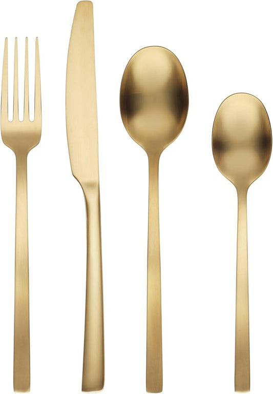Cambridge Silversmiths Gold Beacon Satin 16 Piece Flatware Set, Service for 4