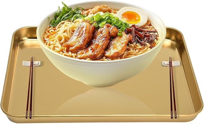 12×9.44in Gold Stainless Steel Flat Bottom Rectangular Serving Food Coffee Tray for Serving Appetizers Snacks Desserts Creating Charcuterie Tray