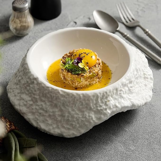 Appetizer Plates Ceramic Salad Plate Soup Plate Bowl Plate Hotel Restaurant Dish Tableware Cheap Plates (Large)