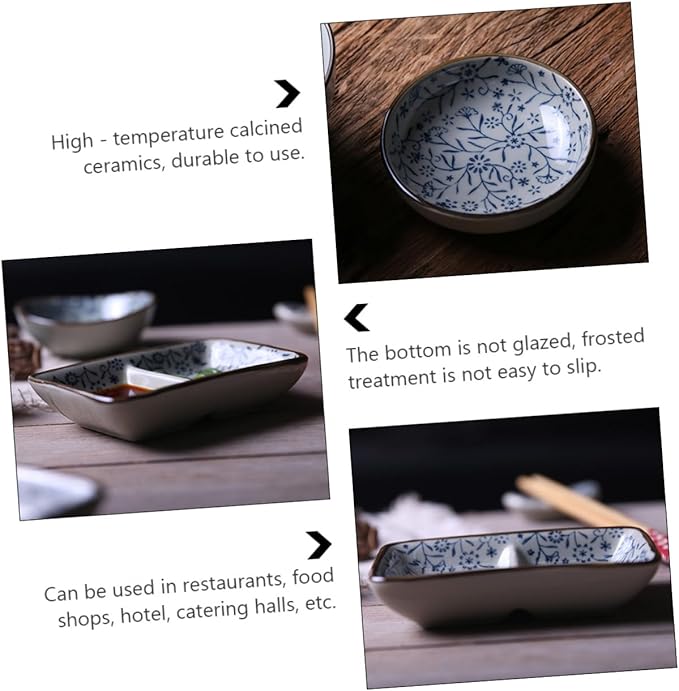 PRETYZOOM 3pcs Dip Dish Condiment Plate Flavored Sauce Vinegar Bowl Ceramic Plates Serveware